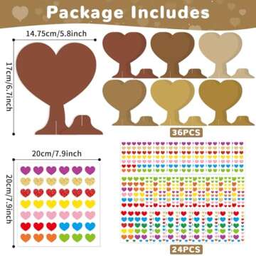 980 Pieces Valentines Love Heart Tree Craft for Kids Valentine's Day DIY Self-Adhesive Heart-Shaped ...