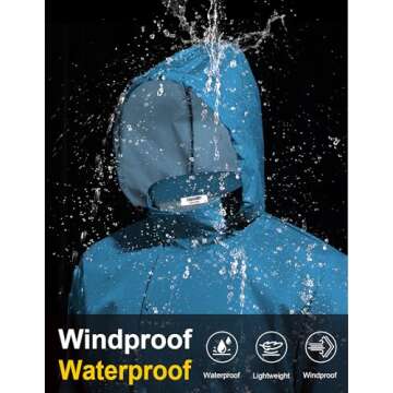 COOFANDY Men Rain Shell Jacket Rain Jacket Lightweight Packable Hooded Rain Coat Windbreaker