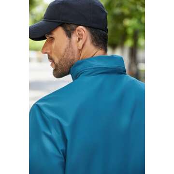 COOFANDY Men Rain Shell Jacket Rain Jacket Lightweight Packable Hooded Rain Coat Windbreaker