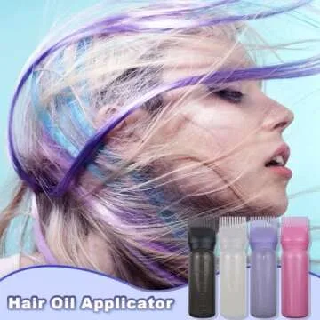 FZWONVUC 4 Pack Root Comb Applicator Bottle, Hair Oil Applicator, Oil Comb Applicator Bottle for Hair Dye Shampoos Hair Salons (Black+White+Purple+Pink)
