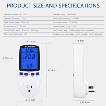 Kuman KW47-US Electricity Usage Monitor for Energy Efficiency