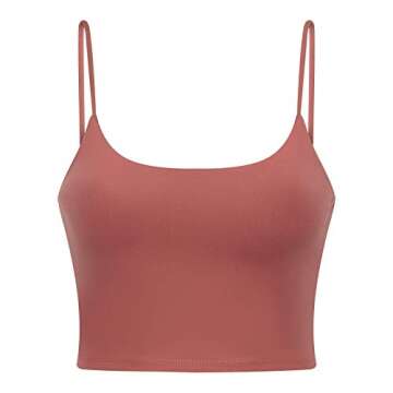 UOTJCNR Women's Longline Yoga Tank Top Padded Sports Bra Workout Fitness Running Camisole Crop Top Pink