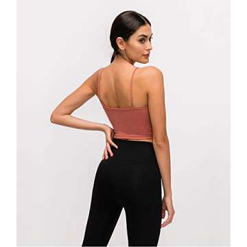 UOTJCNR Women's Longline Yoga Tank Top Padded Sports Bra Workout Fitness Running Camisole Crop Top Pink