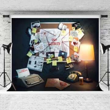 EMDSPR Detective Backdrop, 7x5ft Agent Spy Theme Top Secret Police Office Investigation Photography ...