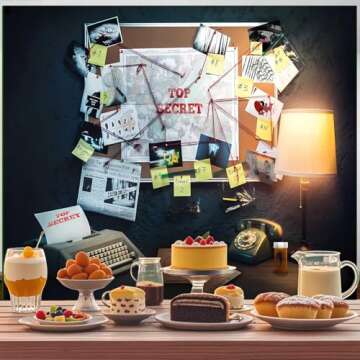 EMDSPR Detective Backdrop, 7x5ft Agent Spy Theme Top Secret Police Office Investigation Photography Background Crime Clue Evidence Murder Mystery Party Decorations Photo Booth Props BJFNPR0068