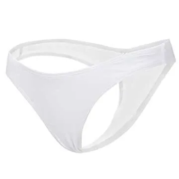Women Sexy Lady Brazilian V-Style Ruched Ruffle Cheeky Bikini Bottom Thong Hot Summer Beachwear White