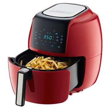 GoWISE USA 5.8-Quarts 8-in-1 Air Fryer XL with 1-Pack Parchment Paper (Red)