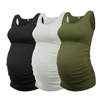 AMPOSH Women's Maternity Tank Top 3 Pack - Comfortable & Versatile