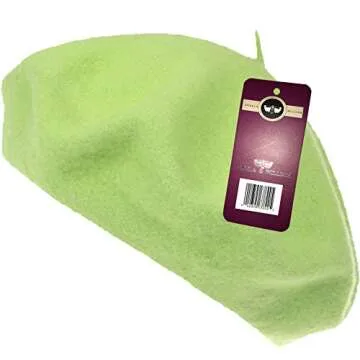 Classic WW004 100% Wool Warm French Art Basque Beret Tam Beanie Hat Cap Lime Green