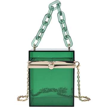 QZUnique Women's Cute Cube Shape Handbag Magic Shoulder Bag Clutch Bag With Super Long Shoulder Stra...