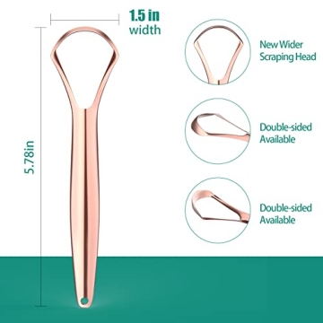 RONAVO Tongue Scraper for Adults, Two Colors Designed for Couples, Cure Bad Breath, Tongue Cleaners Stainless Steel, Metal Tongue Scrapers for Oral Care & Hygiene (2 Pack)