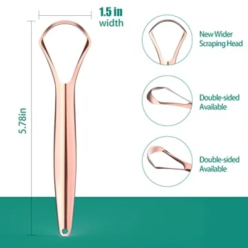 RONAVO Tongue Scraper for Adults, Two Colors Designed for Couples, Cure Bad Breath, Tongue Cleaners Stainless Steel, Metal Tongue Scrapers for Oral Care & Hygiene (2 Pack)