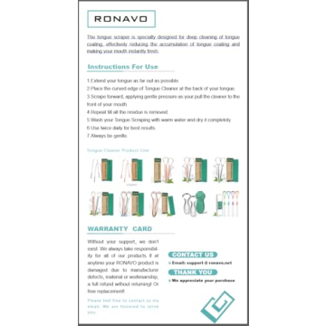 RONAVO Tongue Scraper for Adults, Two Colors Designed for Couples, Cure Bad Breath, Tongue Cleaners Stainless Steel, Metal Tongue Scrapers for Oral Care & Hygiene (2 Pack)