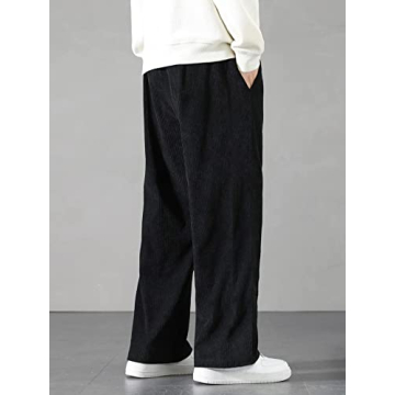 Stylish Corduroy Loose Fit Pants for Men - Floerns