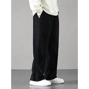 Stylish Corduroy Loose Fit Pants for Men - Floerns
