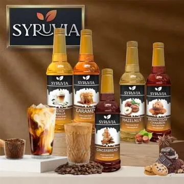 Syruvia Cinnamon Oatmeal Cookie Syrup – Cinnamon Oatmeal Cookie Coffee Syrup Flavor, 25.4 fl oz, Kosher, Gluten Free, Perfect for Coffee, Drinks, Soda, Desserts, and More, With Syrup Pump