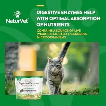 NaturVet – Digestive Enzymes for Cats Plus Probiotics – 60 Soft Chews – Helps Support Diet Change & A Healthy Digestive Tract – Aids in The Absorption of Vitamins & Minerals – 30 Day Supply