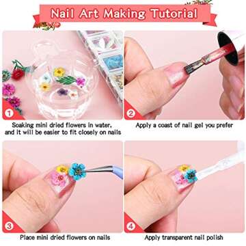 6 Boxes Dried Flowers for Nail Art, Audab 190 Pcs Nail Dried Flowers Mini Resin Flowers for Nail Art Resin Decoration