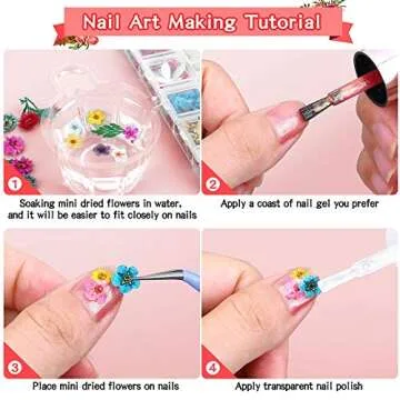 6 Boxes Dried Flowers for Nail Art, Audab 190 Pcs Nail Dried Flowers Mini Resin Flowers for Nail Art Resin Decoration