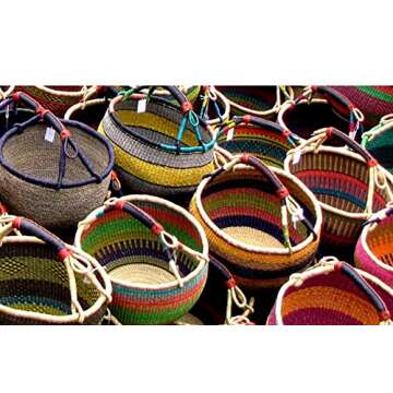 XL Bolga African Bolga Basket Fair Trade Ghana Baskets toys Egg baskets -17"-18" Across (COLORS VARY...