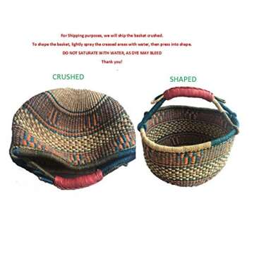 XL Bolga African Bolga Basket Fair Trade Ghana Baskets toys Egg baskets -17"-18" Across (COLORS VARY) 1 EA