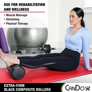 CanDo Black Composite High-Density Foam Rollers for Muscle Restoration Massage Therapy Sport Recovery and Physical Therapy 6" x 36" Round