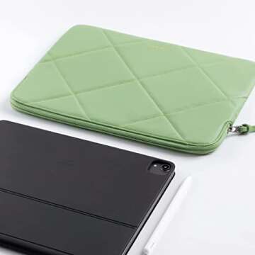 Comfyable Cute Tablet Sleeve for Women, Compatible for iPad Pro 11 Inch M4 M2 4th / 3rd Gen 2022/2021 / iPad Air M2 2024 2022 & Smart/Magic Keyboard w/Pencil Holder - Quilted PU Leather Slim Bag Case