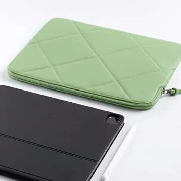 Comfyable Cute Tablet Sleeve for Women, Compatible for iPad Pro 11 Inch M4 M2 4th / 3rd Gen 2022/2021 / iPad Air M2 2024 2022 & Smart/Magic Keyboard w/Pencil Holder - Quilted PU Leather Slim Bag Case