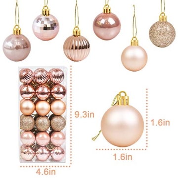 36 Rose Gold Christmas Balls for Tree Decorations