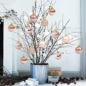 36 Rose Gold Christmas Balls for Tree Decorations