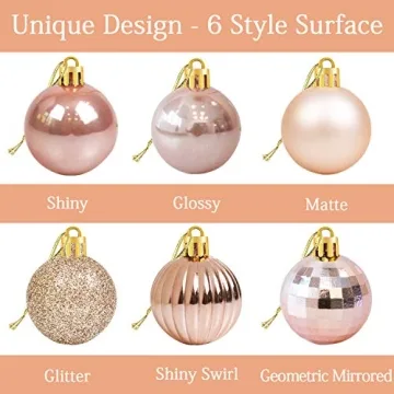 36 Rose Gold Christmas Balls for Tree Decorations