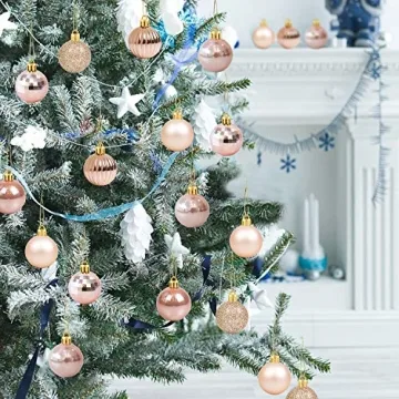 36 Rose Gold Christmas Balls for Tree Decorations