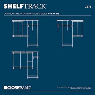 ClosetMaid ShelfTrack Wire Closet Organizer System, Adjustable from 5 to 8 Ft., With Shelves, Clothes Rods, Shoe Shelf, Hardware, Durable Steel, White