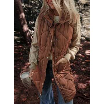 Dokotoo Women's Long Puffer Vest - Stylish Sleeveless Outerwear for Cold Days