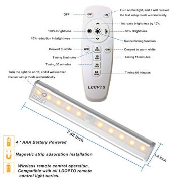 LDOPTO Under Cabinet Lights with Remote Control 2 Pack