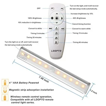 LDOPTO Under Cabinet Lights with Remote Control 2 Pack