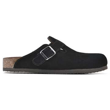 WHITE MOUNTAIN Women's Bari Footbed Sandal, Black/Suede, 6 M