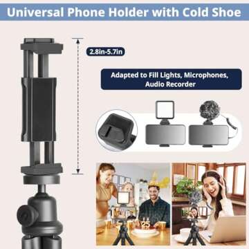 Eicaus Portable and Flexible Phone Tripod Stand for Cellphones, Compact Mini Tripod with Remote for Video Recording, Vlogging and Travel Photography(Black)