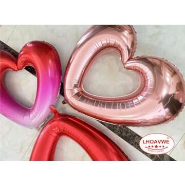 10 Pcs Rose Gold Hollow-out Heart Shaped Balloons Special Love Valentine Heart Balloons for Valentines Day Bridal Shower Wedding Party Decorations