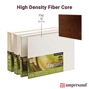 Ampersand Art Supply Wood Painting Panel: Museum Series Claybord, 6" x 6" - Pack of 4, 1/8" Flat Profile