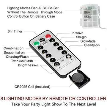 Bright Zeal 66 Ft 200 LED 8 Mode Multi Colored Christmas Fairy Lights Battery Operated With Remote Control Christmas Lights Outdoor Multicolor Waterproof - Twinkle LED Christmas String Lights Colorful