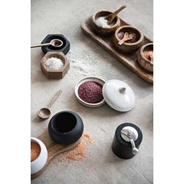 Bloomingville Mango Wood Tray with 3 Spice Bowls and 3 Wood Spoons, Set of 7