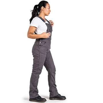 Dovetail Workwear Freshley Overalls for Women – 13 Pockets, Grey Canvas, SIZE 10x32