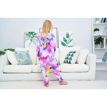 Shingwurle Unisex Kids Unicorn Onesie Girls One Piece Pajamas Halloween Cosplay Costume Sleepwear