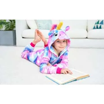 Shingwurle Unisex Kids Unicorn Onesie Girls One Piece Pajamas Halloween Cosplay Costume Sleepwear