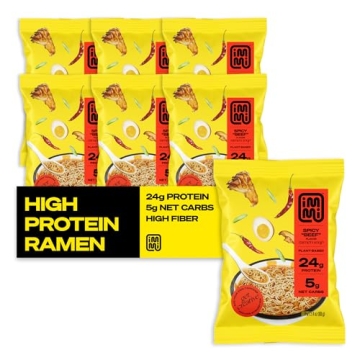 immi Spicy "Beef" Ramen, 100% Plant Based, Keto Friendly, High Protein, Low Carb, Packaged Noodle Me...