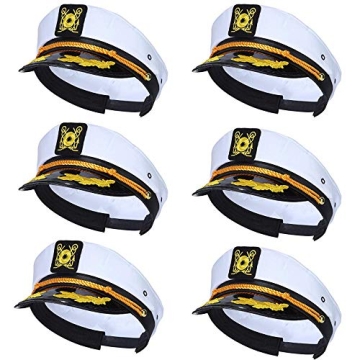 Dodowin Adjustable Captain Hats - Nautical Fun for Parties and Events, Pack of 6