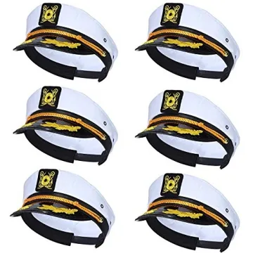 Dodowin Adjustable Captain Hats - Nautical Fun for Parties and Events, Pack of 6
