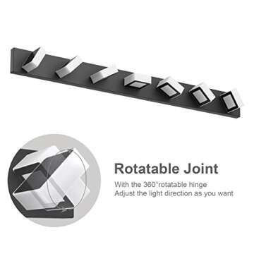 Ralbay 46" LED Modern LED Black Vanity Lights Fixtures 7 Lights Acrylic Matte Black Vanity Lights Mo...