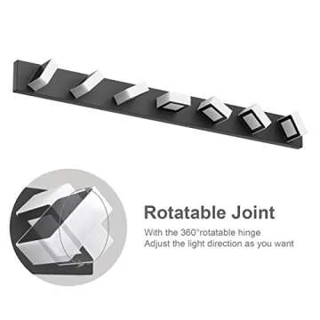 Ralbay 46" LED Modern LED Black Vanity Lights Fixtures 7 Lights Acrylic Matte Black Vanity Lights Mo...